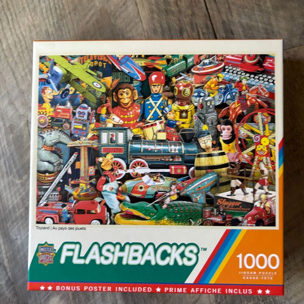 Master Pieces Flashbacks Toyland 1000 Piece Jigsaw Puzzle Vintage Toys Sealed